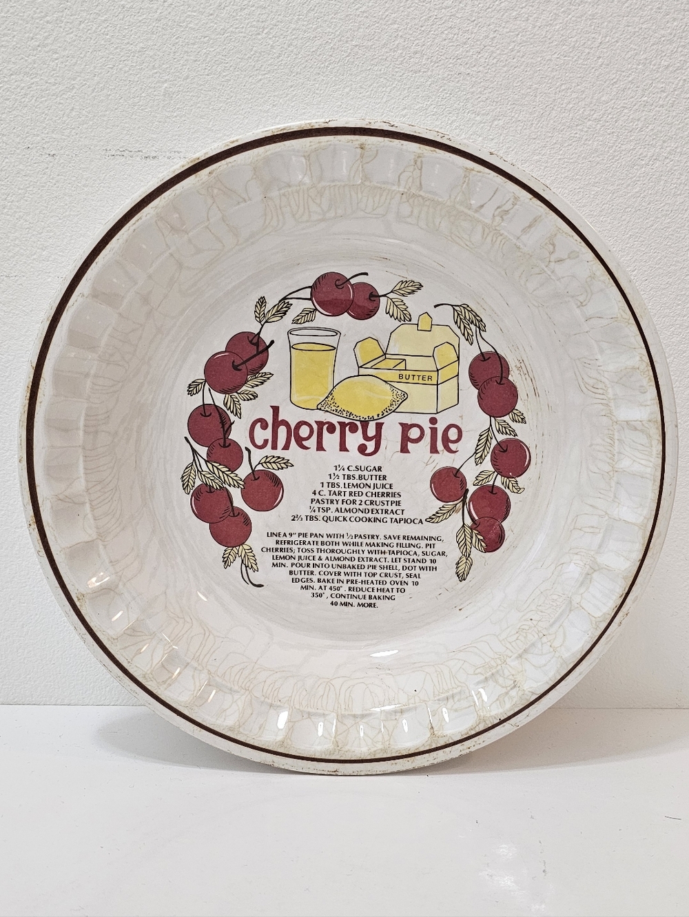 Vintage Manoir Cherry Pie Recipe Baking Plate
